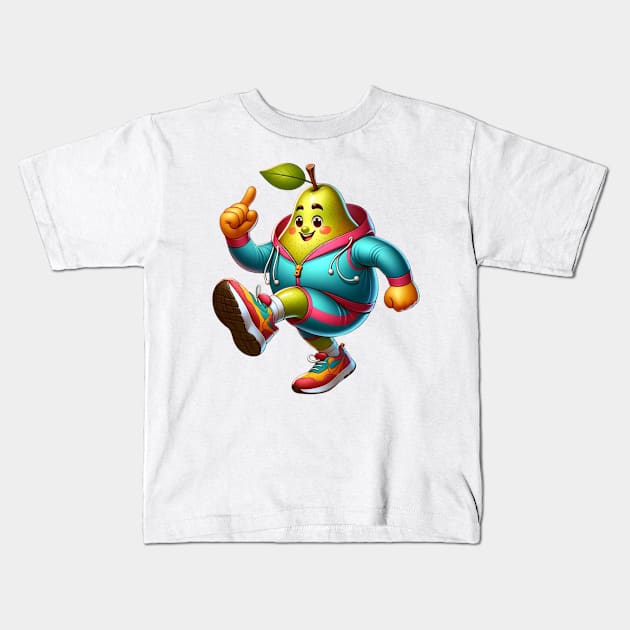 Jogging Pear Pro - Sprinting to Health Kids T-Shirt by vk09design